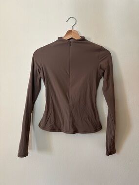 SKIMS Brown Long-Sleeve Mock Neck Top